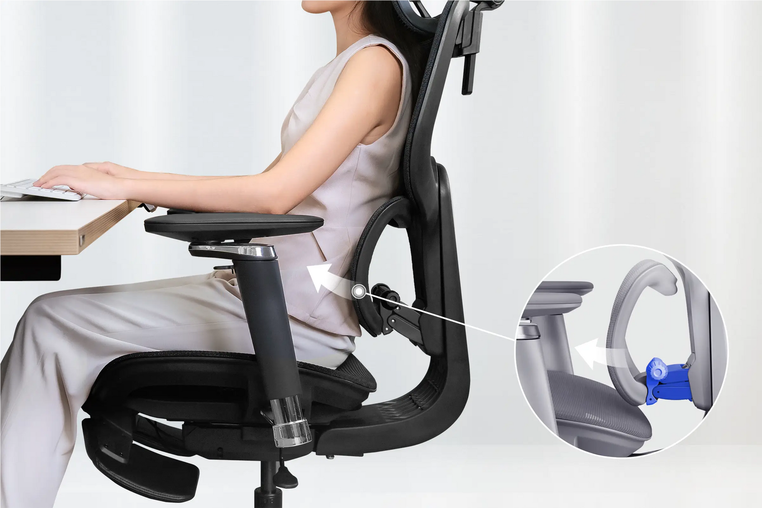 Bản lưng Kirin trên ghế công thái học