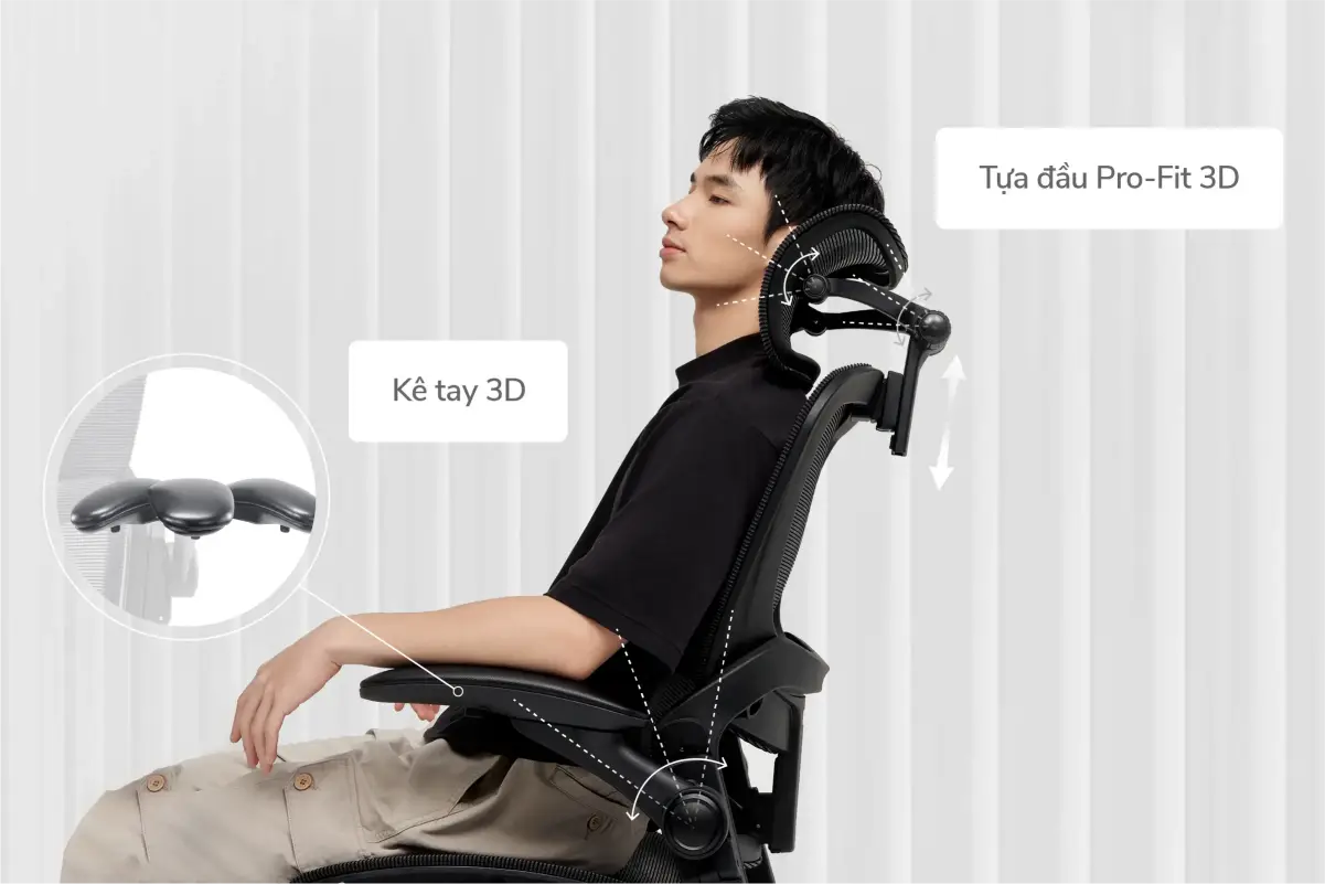 Tựa đầu và kê tay 3D linh hoạt
