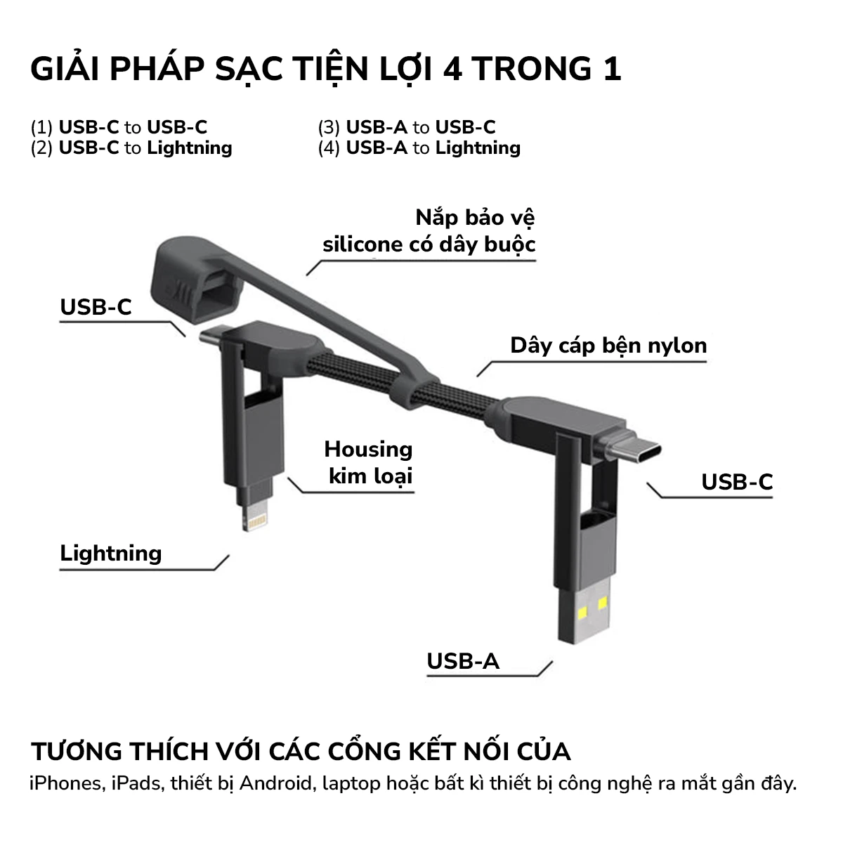 hỗ trợ sạc 4 trong 1